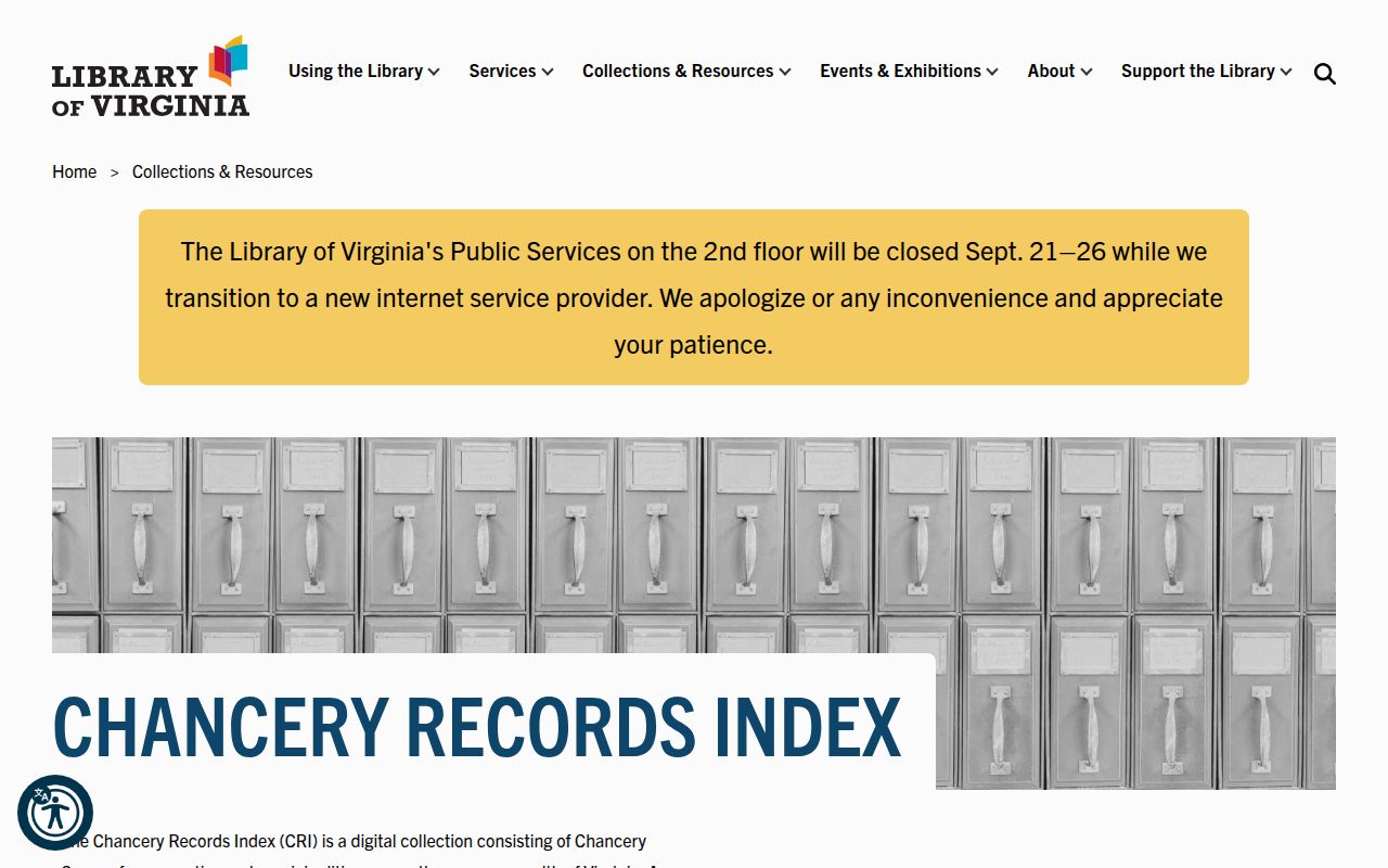 Richmond previous residents Chancery Records Index at the Library of Virginia